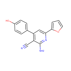 N#Cc1c(-c2ccc(O)cc2)cc(-c2ccco2)nc1N ZINC000040874983