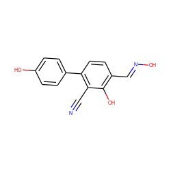 N#Cc1c(-c2ccc(O)cc2)ccc(/C=N/O)c1O ZINC000029136162