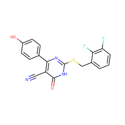 N#Cc1c(-c2ccc(O)cc2)nc(SCc2cccc(F)c2F)[nH]c1=O ZINC000147185849