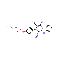 N#Cc1c(-c2ccc(OCC(=O)NCCO)cc2)c(C#N)c2nc3ccccc3n2c1N ZINC000072175438