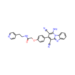 N#Cc1c(-c2ccc(OCC(=O)NCCc3ccncc3)cc2)c(C#N)c2nc3ccccc3n2c1N ZINC000072175148