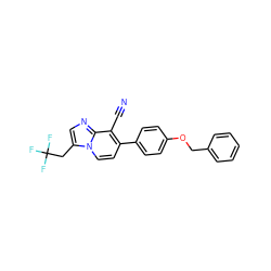 N#Cc1c(-c2ccc(OCc3ccccc3)cc2)ccn2c(CC(F)(F)F)cnc12 ZINC000045349941