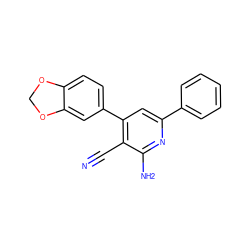 N#Cc1c(-c2ccc3c(c2)OCO3)cc(-c2ccccc2)nc1N ZINC000019373992