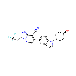 N#Cc1c(-c2ccc3c(ccn3[C@H]3CC[C@H](O)CC3)c2)ccn2c(CC(F)(F)F)cnc12 ZINC000254134925