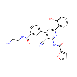 N#Cc1c(-c2cccc(C(=O)NCCN)c2)cc(-c2ccccc2O)nc1NC(=O)c1ccco1 ZINC000049803768