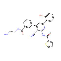 N#Cc1c(-c2cccc(C(=O)NCCN)c2)cc(-c2ccccc2O)nc1NC(=O)c1cccs1 ZINC000049807756