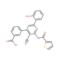 N#Cc1c(-c2cccc(C(=O)O)c2)cc(-c2ccccc2O)nc1NC(=O)c1cccs1 ZINC000049803489