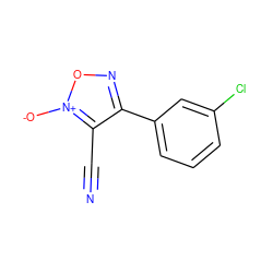 N#Cc1c(-c2cccc(Cl)c2)no[n+]1[O-] ZINC000013831315