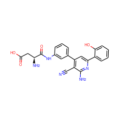 N#Cc1c(-c2cccc(NC(=O)[C@@H](N)CC(=O)O)c2)cc(-c2ccccc2O)nc1N ZINC000013488170