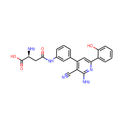 N#Cc1c(-c2cccc(NC(=O)C[C@H](N)C(=O)O)c2)cc(-c2ccccc2O)nc1N ZINC000013488171