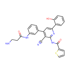 N#Cc1c(-c2cccc(NC(=O)CCN)c2)cc(-c2ccccc2O)nc1NC(=O)c1cccs1 ZINC000049803636