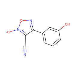 N#Cc1c(-c2cccc(O)c2)no[n+]1[O-] ZINC000013831329