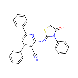 N#Cc1c(-c2ccccc2)cc(-c2ccccc2)nc1/N=C1\SCC(=O)N1c1ccccc1 ZINC000299864605