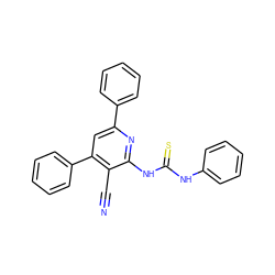 N#Cc1c(-c2ccccc2)cc(-c2ccccc2)nc1NC(=S)Nc1ccccc1 ZINC000299866422