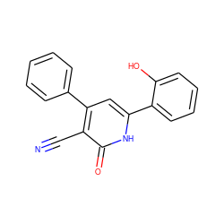 N#Cc1c(-c2ccccc2)cc(-c2ccccc2O)[nH]c1=O ZINC000028821533