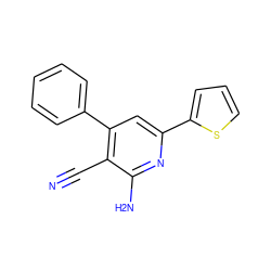 N#Cc1c(-c2ccccc2)cc(-c2cccs2)nc1N ZINC000038816216