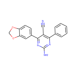 N#Cc1c(-c2ccccc2)nc(N)nc1-c1ccc2c(c1)OCO2 ZINC000029063655