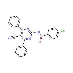 N#Cc1c(-c2ccccc2)nc(NC(=O)c2ccc(Cl)cc2)nc1-c1ccccc1 ZINC000029063797