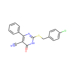 N#Cc1c(-c2ccccc2)nc(SCc2ccc(Cl)cc2)[nH]c1=O ZINC000013111431