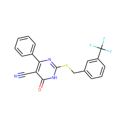 N#Cc1c(-c2ccccc2)nc(SCc2cccc(C(F)(F)F)c2)[nH]c1=O ZINC000015987527