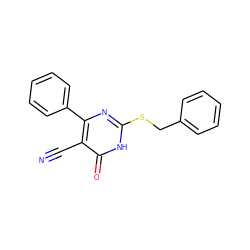 N#Cc1c(-c2ccccc2)nc(SCc2ccccc2)[nH]c1=O ZINC000018093825