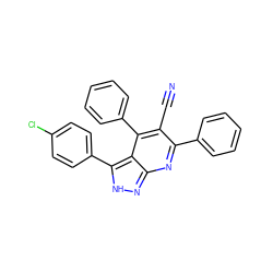 N#Cc1c(-c2ccccc2)nc2n[nH]c(-c3ccc(Cl)cc3)c2c1-c1ccccc1 ZINC001772637543