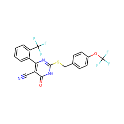 N#Cc1c(-c2ccccc2C(F)(F)F)nc(SCc2ccc(OC(F)(F)F)cc2)[nH]c1=O ZINC000103221627