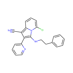 N#Cc1c(-c2ccccn2)c(NCCc2ccccc2)n2c(Cl)cccc12 ZINC000036185199