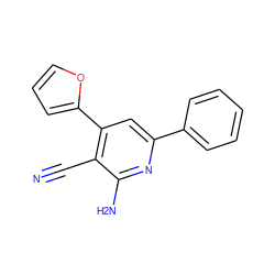 N#Cc1c(-c2ccco2)cc(-c2ccccc2)nc1N ZINC000019608452