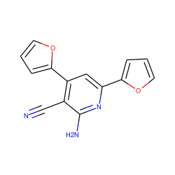 N#Cc1c(-c2ccco2)cc(-c2ccco2)nc1N ZINC000020432232