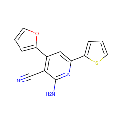 N#Cc1c(-c2ccco2)cc(-c2cccs2)nc1N ZINC000020432202