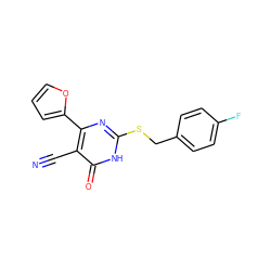 N#Cc1c(-c2ccco2)nc(SCc2ccc(F)cc2)[nH]c1=O ZINC000018219310