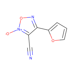 N#Cc1c(-c2ccco2)no[n+]1[O-] ZINC000013831319