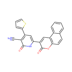 N#Cc1c(-c2cccs2)cc(-c2cc3c(ccc4ccccc43)oc2=O)[nH]c1=O ZINC001772594112