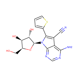 N#Cc1c(-c2cccs2)n([C@H]2O[C@@H](CO)[C@@H](O)[C@@H]2O)c2ncnc(N)c12 ZINC000073386583