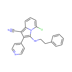 N#Cc1c(-c2ccncc2)c(NCCc2ccccc2)n2c(Cl)cccc12 ZINC000036185190