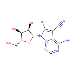 N#Cc1c(Br)n([C@@H]2O[C@H](CO)[C@@H](O)[C@H]2O)c2ncnc(N)c12 ZINC000005940994