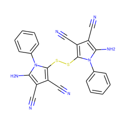 N#Cc1c(C#N)c(SSc2c(C#N)c(C#N)c(N)n2-c2ccccc2)n(-c2ccccc2)c1N ZINC000001859947