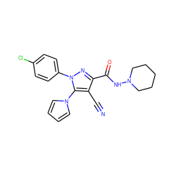 N#Cc1c(C(=O)NN2CCCCC2)nn(-c2ccc(Cl)cc2)c1-n1cccc1 ZINC000014975664