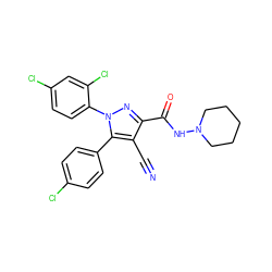 N#Cc1c(C(=O)NN2CCCCC2)nn(-c2ccc(Cl)cc2Cl)c1-c1ccc(Cl)cc1 ZINC000040918660