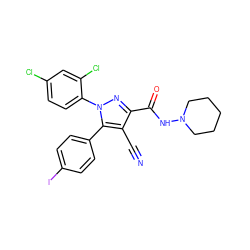 N#Cc1c(C(=O)NN2CCCCC2)nn(-c2ccc(Cl)cc2Cl)c1-c1ccc(I)cc1 ZINC000042875569