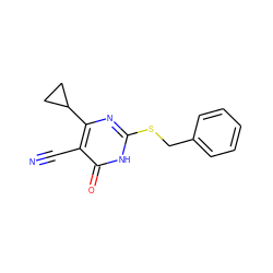 N#Cc1c(C2CC2)nc(SCc2ccccc2)[nH]c1=O ZINC000146834057