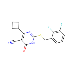 N#Cc1c(C2CCC2)nc(SCc2cccc(F)c2F)[nH]c1=O ZINC000147303782