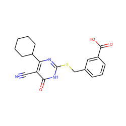 N#Cc1c(C2CCCCC2)nc(SCc2cccc(C(=O)O)c2)[nH]c1=O ZINC001772575396