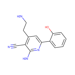 N#Cc1c(CCN)cc(-c2ccccc2O)nc1N ZINC000028364495