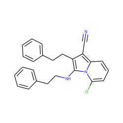 N#Cc1c(CCc2ccccc2)c(NCCc2ccccc2)n2c(Cl)cccc12 ZINC000036185197