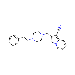 N#Cc1c(CN2CCN(CCc3ccccc3)CC2)cn2ccccc12 ZINC000058355688