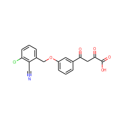 N#Cc1c(Cl)cccc1COc1cccc(C(=O)CC(=O)C(=O)O)c1 ZINC000100983548