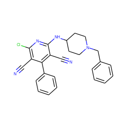 N#Cc1c(Cl)nc(NC2CCN(Cc3ccccc3)CC2)c(C#N)c1-c1ccccc1 ZINC000096913132