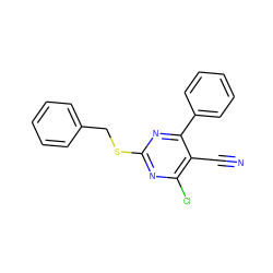 N#Cc1c(Cl)nc(SCc2ccccc2)nc1-c1ccccc1 ZINC000001383183